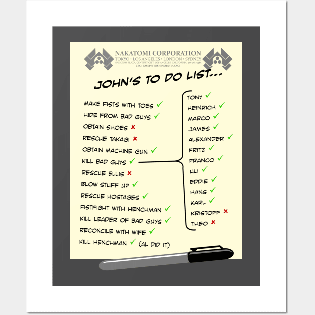 John Mclane's To Do List Wall Art by Paulychilds